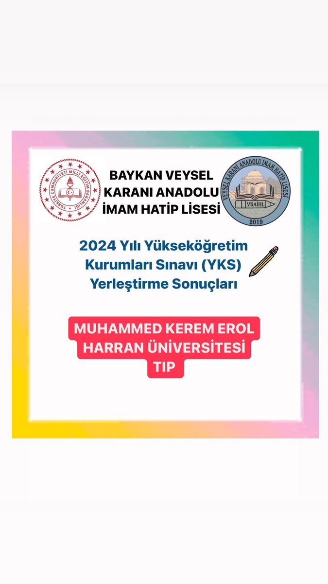 VKaihl's tweet photo. 4 yıl boyunca okulumuz sıralarında emek veren öğrencilerimizi ve ailelerini tebrik eder, Okul sıralarından üniversite sıralarına destekleriniz esirgemeyen okul idaresi ve öğretmenlerimize teşekkür ederiz.Öğrencilerimiz için hayırlı olmasını temenni ederiz 🙏🏻 @mem_siirt @Baykanmem https://t.co/gg2AwaLFp9