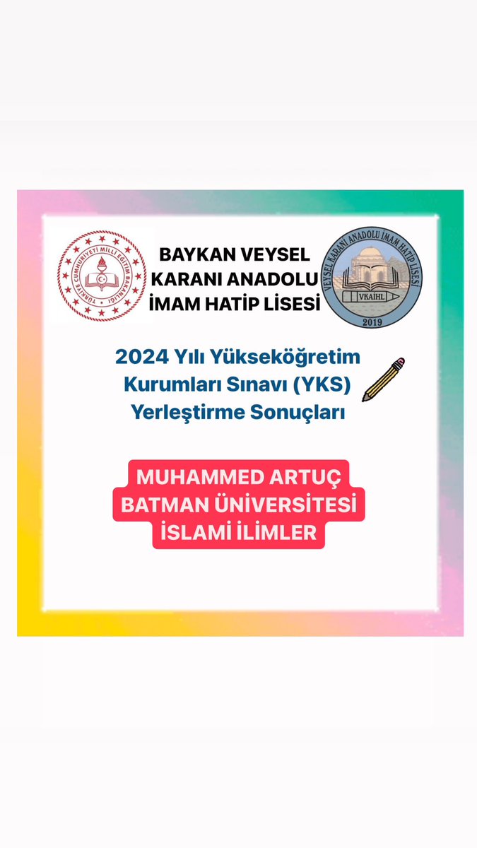 VKaihl's tweet photo. 4 yıl boyunca okulumuz sıralarında emek veren öğrencilerimizi ve ailelerini tebrik eder, Okul sıralarından üniversite sıralarına destekleriniz esirgemeyen okul idaresi ve öğretmenlerimize teşekkür ederiz.Öğrencilerimiz için hayırlı olmasını temenni ederiz 🙏🏻 @mem_siirt @Baykanmem https://t.co/gg2AwaLFp9
