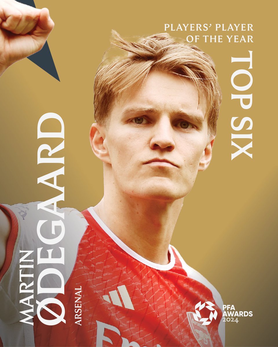 🇳🇴 Martin Odegaard 🔴⚪️

Another brilliant season at Arsenal. He’s in the PFA Players’ Player of the Year Top Six, chosen by the players. 👏