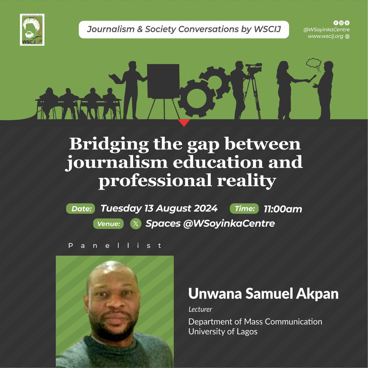 3. Do you think our journalism training institutions offer enough practical opportunities? 
<a href="/unwanasamuel2/">Unwana Samuel</a>, lecturer, <a href="/mcsaunilag/">MCSA Unilag</a>  <a href="/UnilagNigeria/">University of Lagos</a>  will share insights about bridging the theoretical and practical aspects of journalism education.

bit.ly/bridgingthegap…