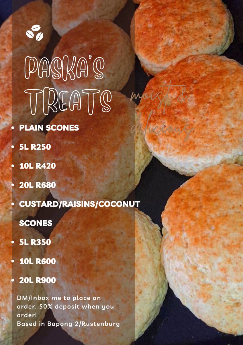 _PM_14's tweet photo. Kopa support ya lona Please 🙏🙏 everything is freshly made and they taste so good... Ke bloma Rustenburg 🙏 contact 0768917388 for orders, dankie https://t.co/kTk1sT9TdH