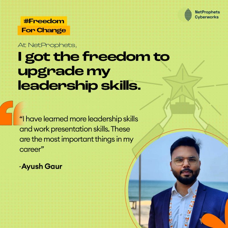 npglobal's tweet image. Highlight of the week: Aayush Gaur! 🎉 His growth in leadership & presentation skills at NetProphets has been a career game-changer. We're proud to support our team's development. Keep it up, Aayush! 💪
#FreedomForChange #NetProphets #TechnologyForChange #Leadership #Innovation