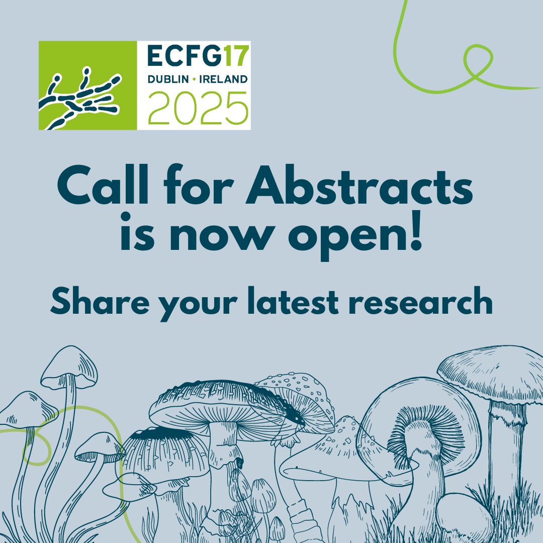 🔍Call For Abstracts🔍

The abstract submission portal for ECFG17 is now open on our website! Share your latest research in Dublin from 2nd-5th March 2025!  #ECFG17

⏰Deadline: Friday 25th October 2024 (23.00 CEST)

Submit here: ecfg17.org/call-for-abstr…

#fungo #mycology