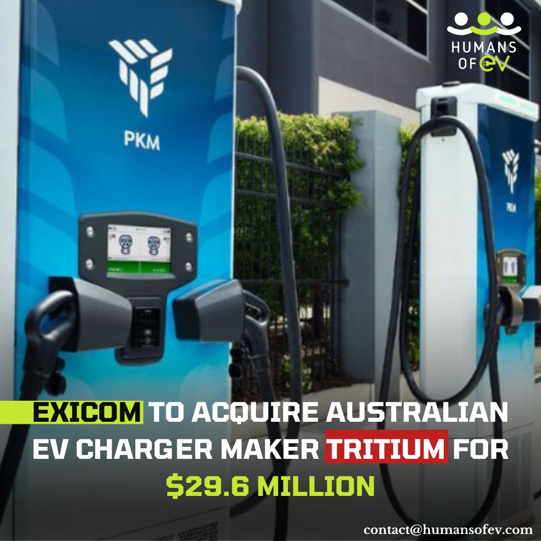 humans_of_Ev's tweet photo. Gurugram-based Exicom Tele-Systems, a prominent EV charger manufacturer, is set to acquire Tritium, an Australian company known for its DC fast chargers, for $29.6 million.  

Visit https://t.co/EMSQMQymqY

#ev #humansofev https://t.co/KNYlGoI5t9