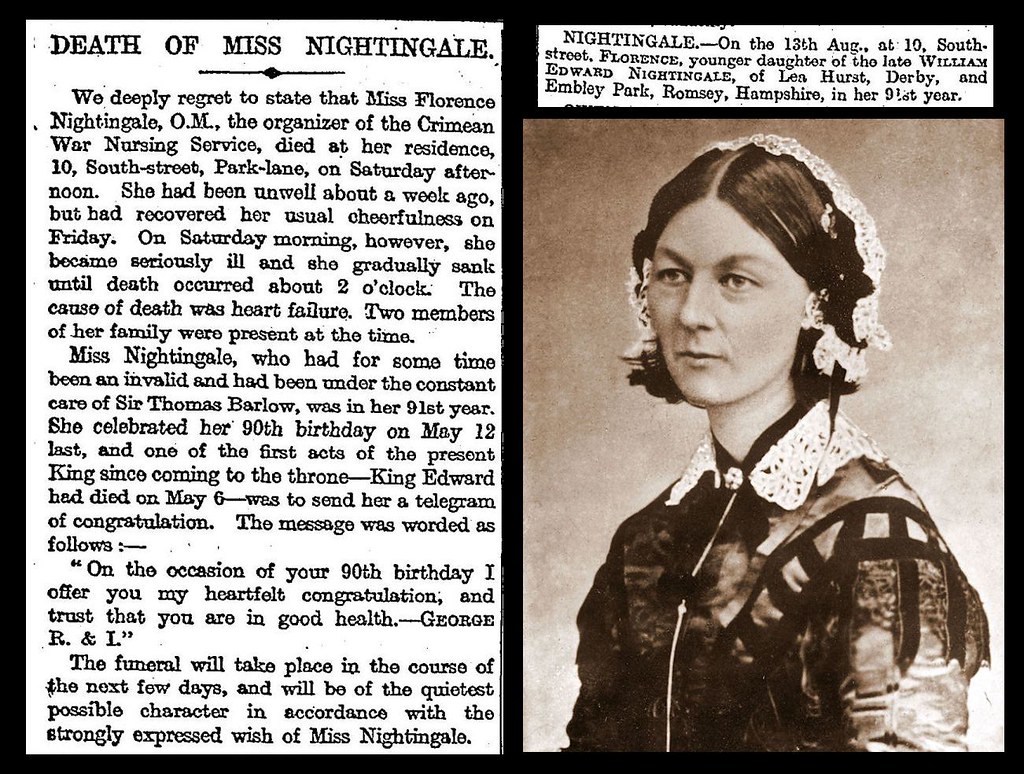 RCNLibraries's tweet photo. Remembering Florence Nightingale - nurse, statistician, and pioneer of professional nursing - who died on this day in 1910, aged 90.
12 May 1820 – 13 August 1910
#RCNLibraries #RCNNursing #RoyalCollegeofNursing #HistNursing #OnThisDay #OTD #WomenInMedicine https://t.co/QOdHUinHJy