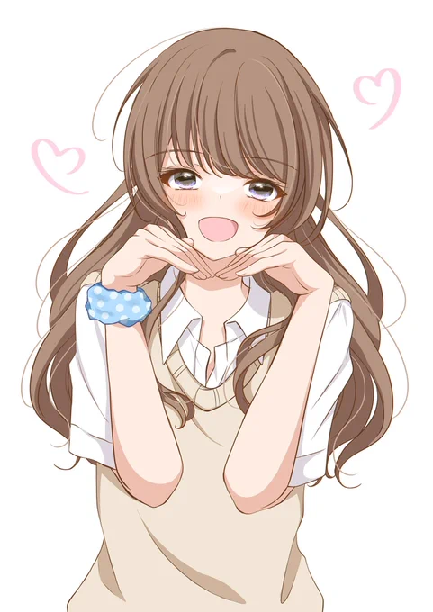 幼馴染カップルで手ハート 