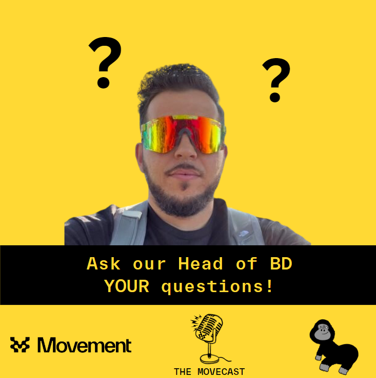 gorilla_zadam's tweet photo. So Moverz, this week having a #gorillish podcast recording with @torabyou on @The_Movecast ๐
which questions do you have to the Head of BD of @movementlabsxyz ?
about DePIN, RWA, AI whatever it might be!
drop them below! ๐ https://t.co/kkGwWjw8Oq