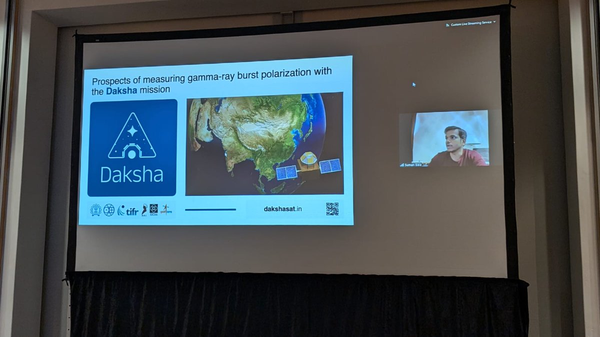 asipoec's tweet photo. Dr. Suman Bala from USRA presented a talk about the proposed Indian high-energy transients mission Daksha (@dakshasats) and its capability to measure gamma ray burst polarisation in the Division D session. #DivD @astronomy2024 #IndiaIAUGA2024 https://t.co/HQqaSgZm5T