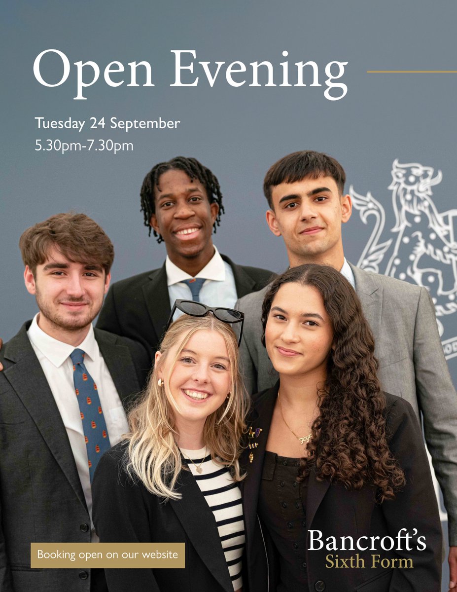 With our Common Room renovation almost complete, Psychology launching as a new A Level, and results day just around the corner, September is the perfect time to visit. 👋

Join us at our Sixth Form Open Evening on Tuesday 24 September➡️bancrofts.org/admissions/ope…