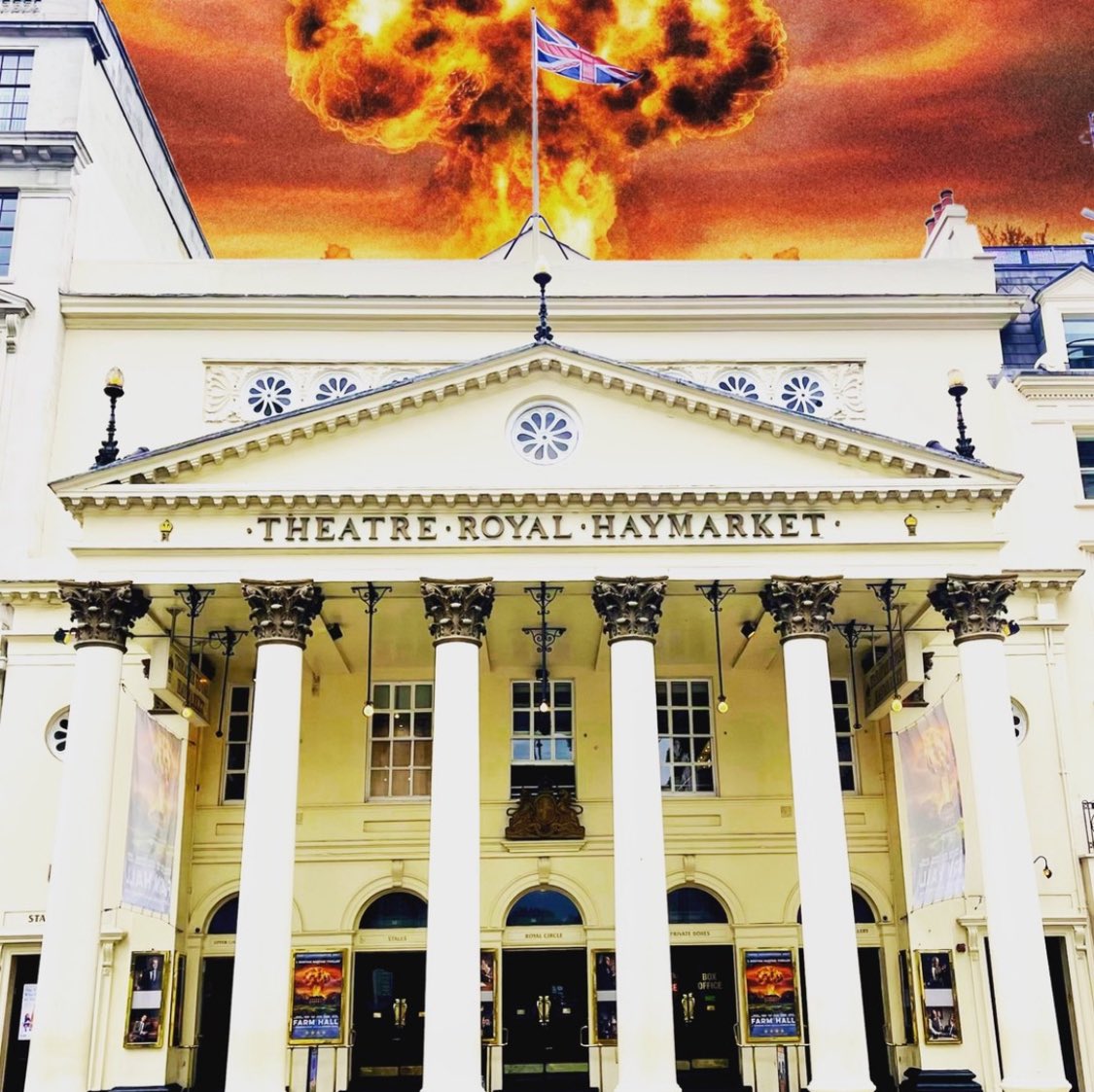 Loving this image by the genius that is <a href="/Coxitude/">Alan Cox</a> 
Press night tonight for Farm Hall by @KatherineMoar directed by <a href="/RoseUnwin/">Stephen Unwin</a> 
great to bring this play from <a href="/JSTheatre/">Jermyn Street Theatre</a> via <a href="/TheatreRBath/">Theatre Royal Bath</a> to the West End with Alan, Julius D’Silva, <a href="/ArchieBackhouse/">Archie Backhouse</a> , Daniel Boyd and David Yelland.