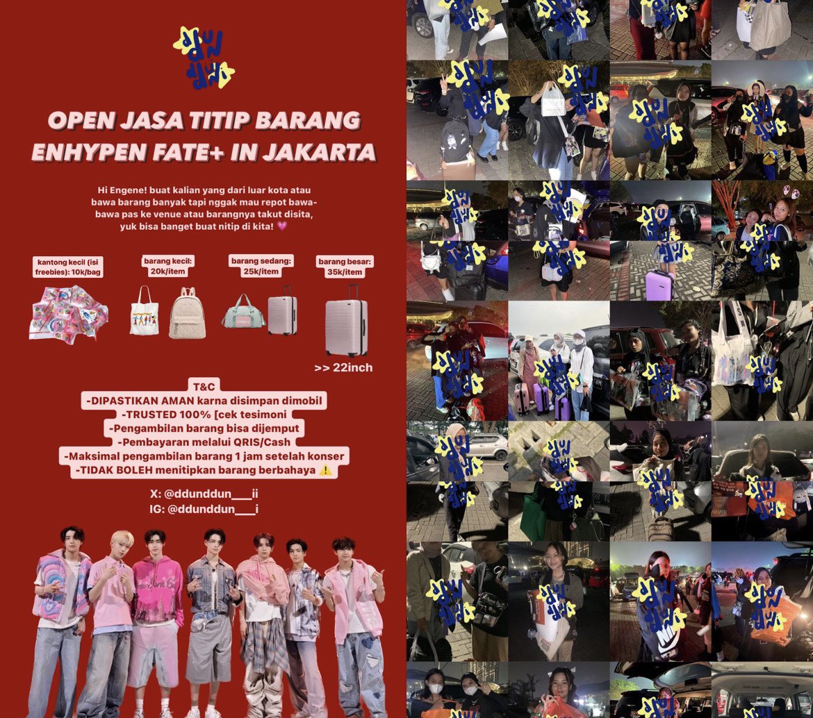 ddunddun___ii's tweet photo. Hi Engene!

ddundduni open jasa titip barang:

ENHYPEN FATE+ TOUR IN JAKARTA ❤️
For day 1 &amp; 2

Boleh DM untuk booking slot ‼️

✅ Trusted 100% [cek testimoni]
✅ Ada Group Chat
✅ Payment QRIS/Cash

see you soon ✨

t. wts jastip barang

#ENHYPENinJakarta 
#FATEPLUS_IN_JAKARTA https://t.co/BNb40pt8WP