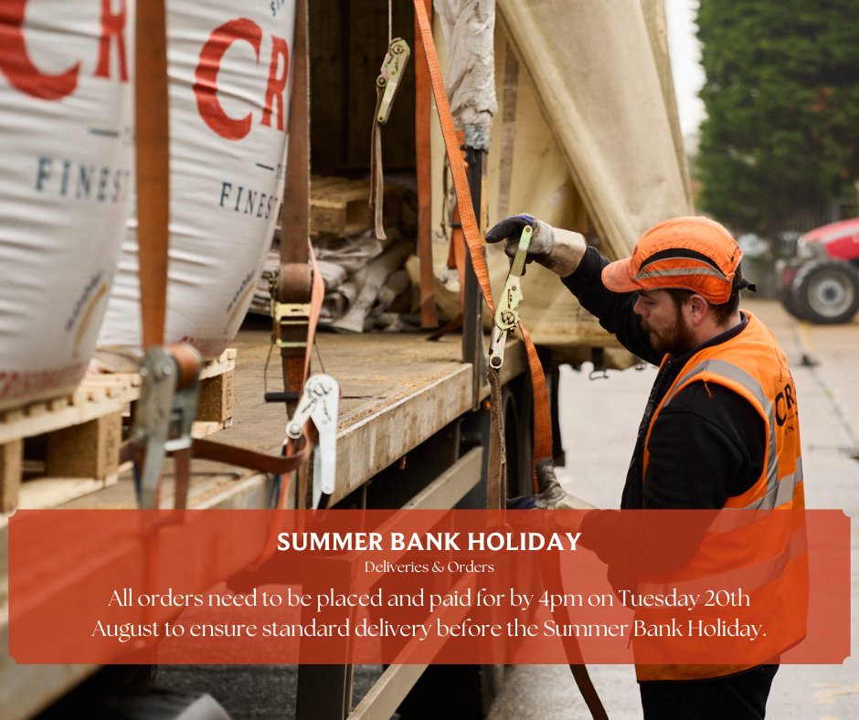 ☀️ Summer Bank Holiday ☀️

🚛 All orders need to be placed &amp; paid for by 4pm on Tuesday 20th August to ensure Standard Delivery before the Bank Holiday.

🚛 All orders need to be placed &amp; paid for by 4pm on Wednesday 21st August to ensure Express Delivery before the Bank Holiday.