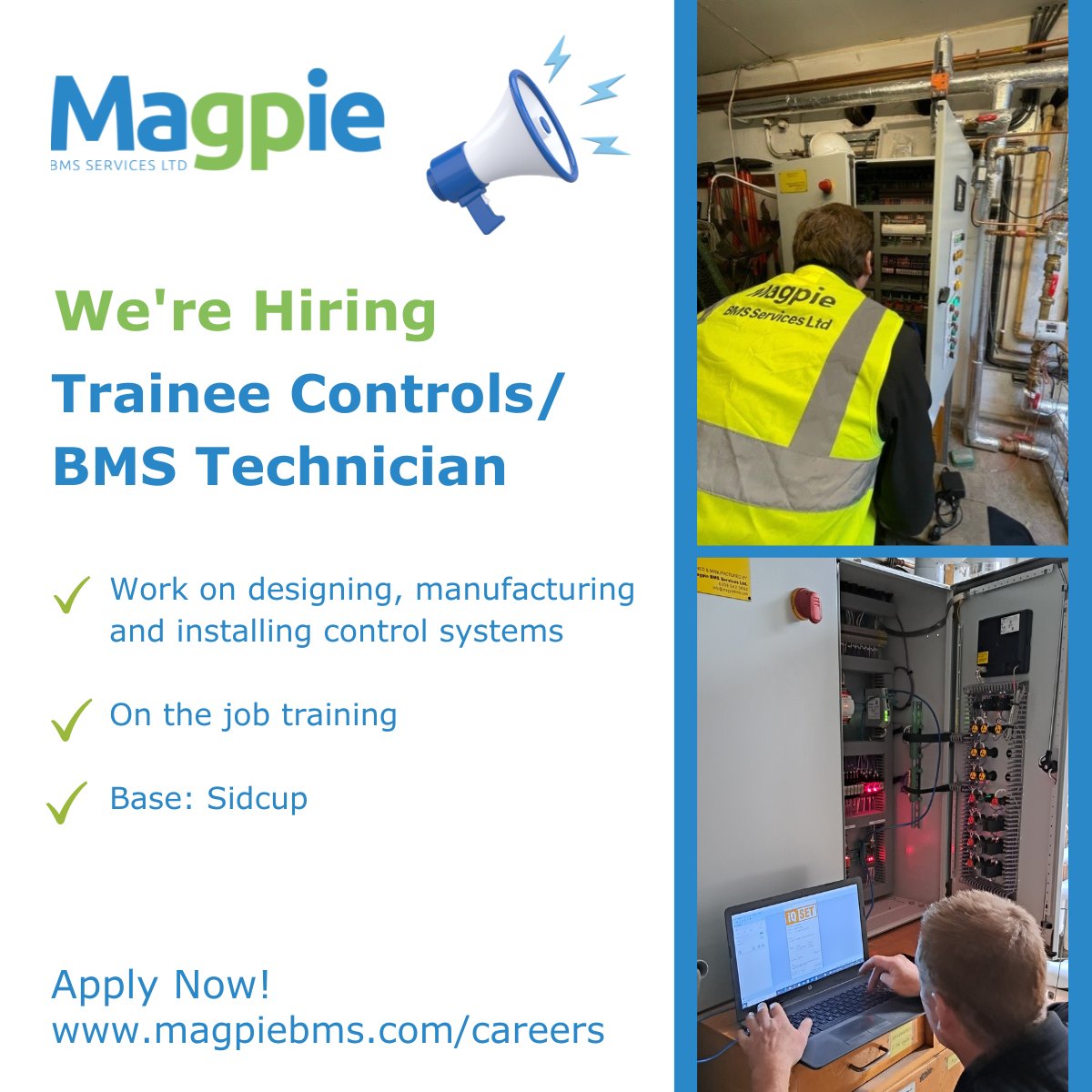 Magpie_BMS's tweet photo. We're Hiring - Trainee Controls/BMS Technician 
To find out more and apply here: 📷
📷 https://t.co/sG2xY6jQQD
#ElectricalEngineer #BMS #SELondon #Sidcup #Bexley #BMSTechnician #ControlsEngineer #Graduates #BexleyBusiness #SidcupBusiness #Kent #BMSElectricalTraining https://t.co/paU1Nmm2kF