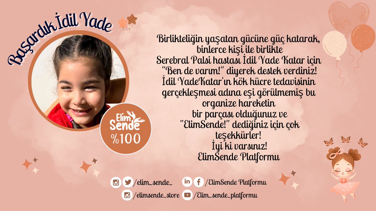 🧿BAŞARDIK🧿

İdil Yade’nin kök hücre tedavisi ve medikal cihazları için gereken 650.000 TL'yi 24 saatten az sürede topladık. Herkese teşekkür ederiz.

İdil Yade’yi önce Allah’a sonra bilime emanet ediyoruz.

Bir sonraki kampanyada görüşmek üzere.

#başardık #idilyade #elimsende