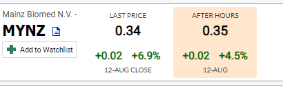 EdwinFrank2281's tweet photo. Just added $MYNZ to my watchlist. Anticipating a solid run with all the recent buzz! 🚀 

$EXAS $GH $NVTA #HurricaneHilary #Investing #StockMarket #ToTheMoon #ClosingCeremony #northernlights #WWERaw #Elon​ #DDOS #TwitterBlackout #FatElvis #TruthSocial #BuyTheDip #Spaces $JNJ $V https://t.co/hB9czOWZJj