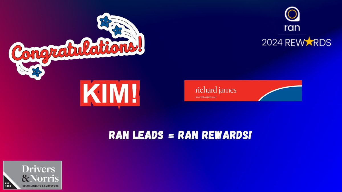 Drivers & Norris | Voted best UK Agent by Cartus (@drivers_norris) on Twitter photo Congratulations to Kim from team <a href="/RichardJamesEA/">Richard James</a> for winning this week's #RANRewards🤩 A great opportunity to grow the business, as each lead means a an entry to the weekly prize draw!
Looking forward to seeing next week's winner 🎉 <a href="/RelocationAgent/">Relocation Agent Network</a> colleagues! <a href="/frostweb/">Frost Partnership</a> Congratulations to Kim from team <a href="/RichardJamesEA/">Richard James</a> for winning this week's #RANRewards🤩 A great opportunity to grow the business, as each lead means a an entry to the weekly prize draw!
Looking forward to seeing next week's winner 🎉 <a href="/RelocationAgent/">Relocation Agent Network</a> colleagues! <a href="/frostweb/">Frost Partnership</a>