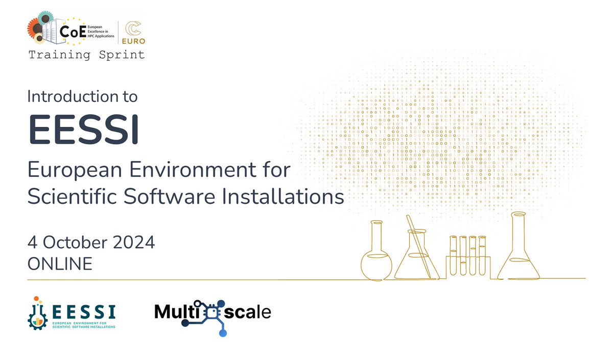 ESiWACE Community (@esiwace) on Twitter photo NEWS! 🗞️
Do not miss the workshop "Introduction to EESSI - European Environment for Scientific Software Installations" that <a href="/MultiXscale/">MultiXscale</a>, <a href="/eurocc_austria/">EuroCC Austria</a> & <a href="/EuroCC_SLING/">Nacionalni kompetenčni center HPC</a> are organising:
📆4 October 2024
🕘9 - 11 am CEST
More ℹ️: events.vsc.ac.at/event/141/ NEWS! 🗞️
Do not miss the workshop "Introduction to EESSI - European Environment for Scientific Software Installations" that <a href="/MultiXscale/">MultiXscale</a>, <a href="/eurocc_austria/">EuroCC Austria</a> & <a href="/EuroCC_SLING/">Nacionalni kompetenčni center HPC</a> are organising:
📆4 October 2024
🕘9 - 11 am CEST
More ℹ️: events.vsc.ac.at/event/141/