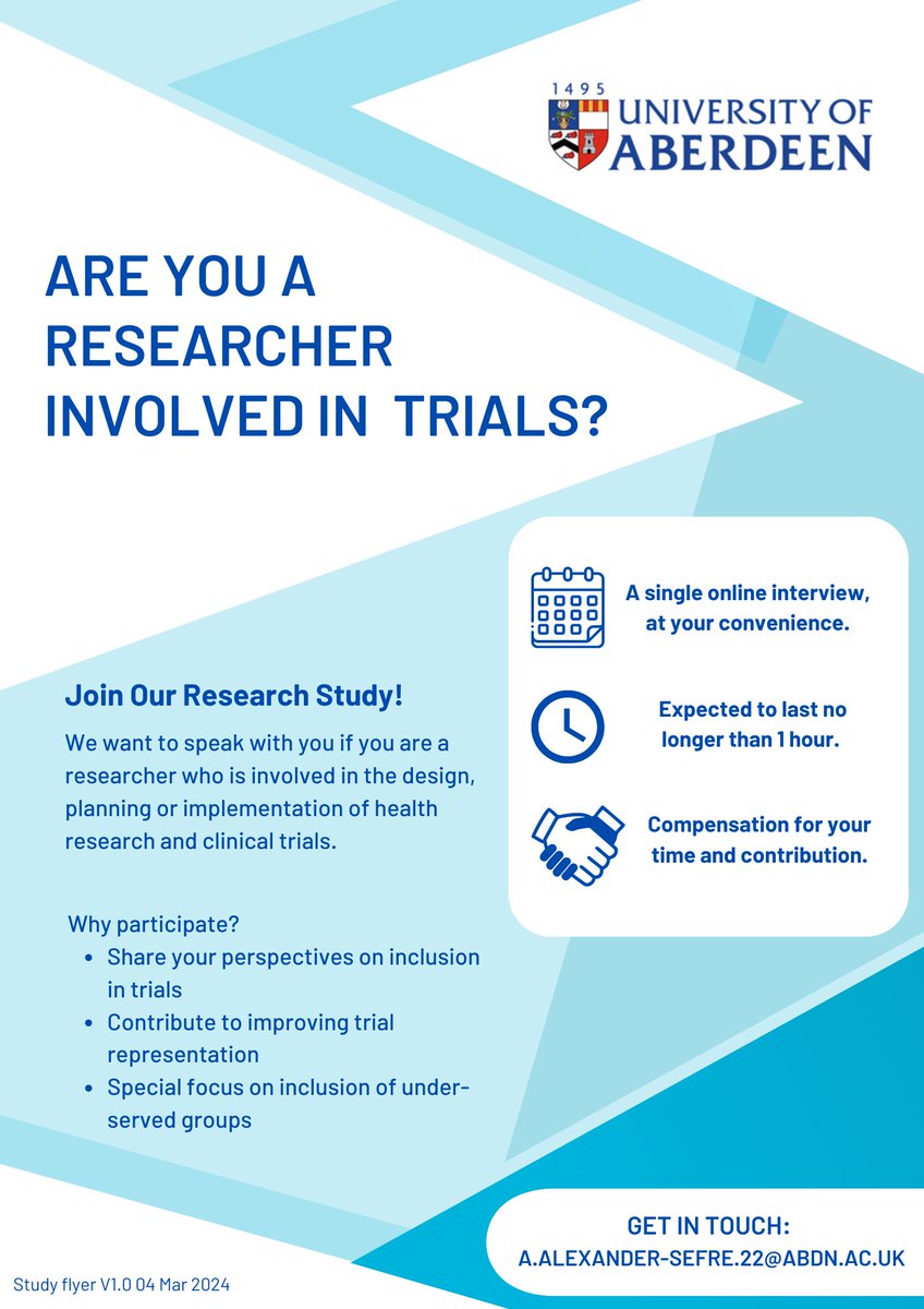 Are you involved in clinical trial design, planning or conduct? 
🔍Join our research study and share your insights on inclusion and representation in trials. We are particularly interested in speaking with men and people who belong to ethnic minority backgrounds.