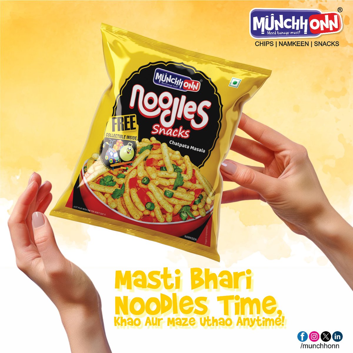 Munchhonn's tweet photo. Masti bhari noodles time, khao aur maza uthao anytime !
.
.
#sevsamosa #munchonnsevsamosa #ringaringaa #munchhonnkurls #ringaringa #munchhonnchips #munchhonnpotatochips #munchhonn #munchhonncornrings #munchhonnnamkeens
#bewowindia #munchhonnkrooks https://t.co/8z6QlqGepw