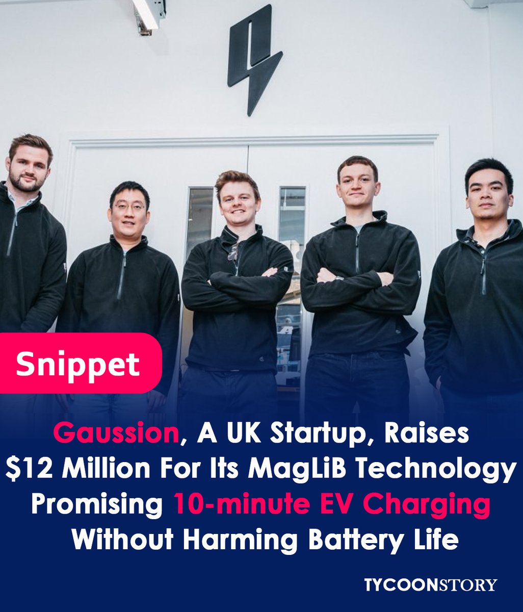 TycoonStoryCo's tweet photo. Gaussion raises $12 Million for 10-minute EV charging tech
#gaussion #MagLiB #EVcharging #rapidcharging #cleantech #innovation #electricvehicles #batterytechnology #startup #funding #fastcharging #technology #batterycharging #techfunding #startupgrowth 
https://t.co/ZRjBOSKpPJ https://t.co/2fKb546jT4