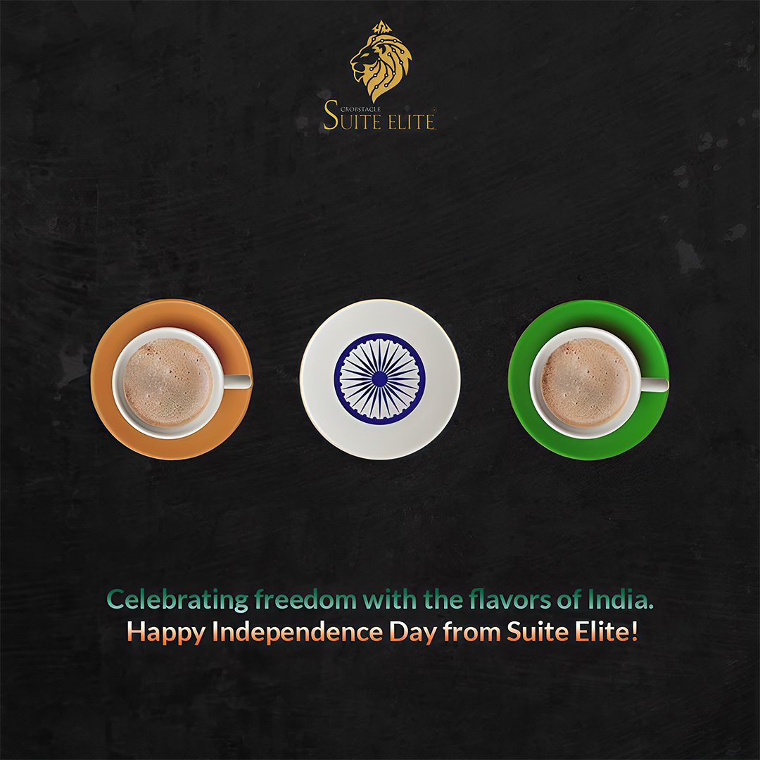 Suite_Elite_In's tweet photo. To the flavours that unite us, and the freedom that defines us.
Wishing you a graceful Independence Day from Suite Elite.
#SuiteElite #IndependenceDay #ElegantCelebration #UnityInDiversity #FlavorsOfIndia #PatrioticSips #LuxuryLifestyle #CelebrateWithClass #TimelessTradition https://t.co/8XVm9gp2yn
