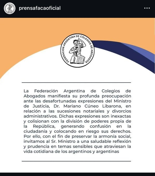 #ElPrimero I <a href="/GaldeanoLucas/">Lucas Galdeano</a> (<a href="/colabroorgar/">Colegio de Abogados Rosario (cuenta oficial)</a>): críticas a <a href="/m_cuneolibarona/">Mariano Cúneo Libarona</a>, quien propuso que los divorcios y sucesiones se desarrollen fuera del ámbito judicial.