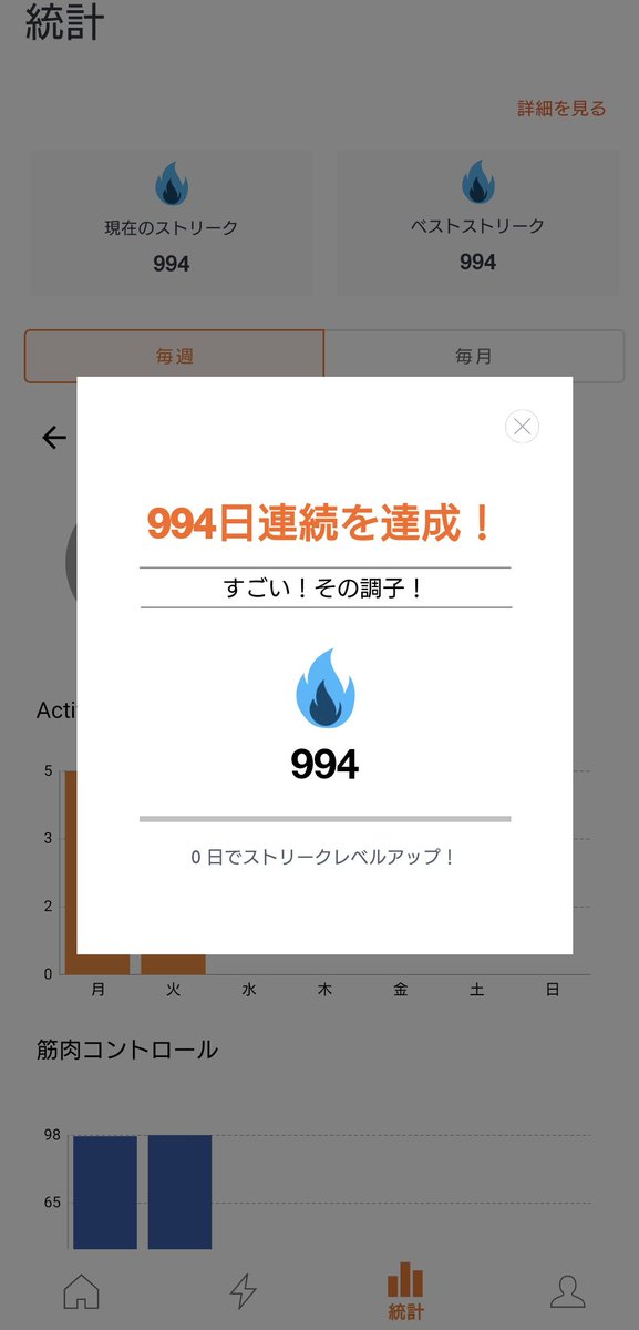 sgyTrNr3eo21bax's tweet photo. #Activ5 パリ滞在中、連続の表記がリセットされてしまったのか、2桁台の数値になりガックリ😮💨しつつもとりあえず毎日継続。本日帰国してアプリを開くと…おっ⁉️
連続記録、生きていたのかな🥳🙌🥳🙌🥳🙌
パリ滞在中、毎日の数値が上下していたように記憶しているので、喜ぶのはまだ早いかな🤔 https://t.co/0co1mUzXkp