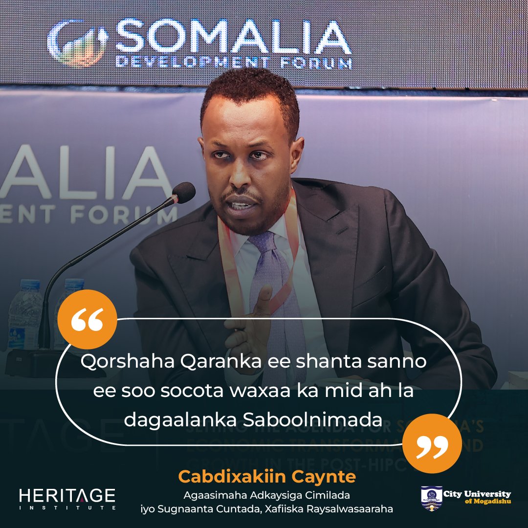 HIPSINSTITUTE's tweet image. &quot;Qorshaha Qaranka ee shanta sanno ee soo socota waxaa ka mid ah la dagaalanka Saboolnimada.&quot; Cabdixakiin Caynte, Agaasimaha Adkaysiga Cimilada iyo Sugnaanta Cuntada, Xafiiska Raysalwasaaraha 

#SDF2024
#SomaliaDevelopment
#PostHipc
#HeritageForum