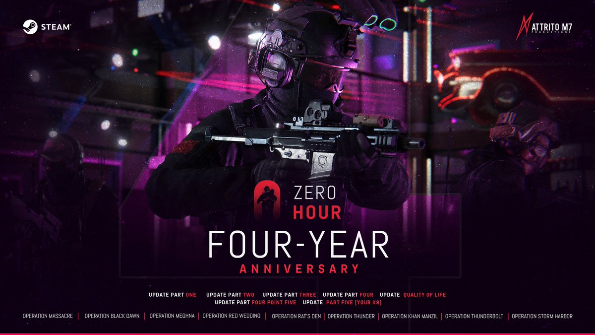 Attrito_M7's tweet photo. Four years ago, we started on the #ZeroHourGame journey, and thanks to your incredible support, it's been nothing short of amazing. We’re deeply grateful for the love and spirit you've shown us every step of the way.

You’re not just players; you’re part of our extended family. https://t.co/rawcy4qnHM