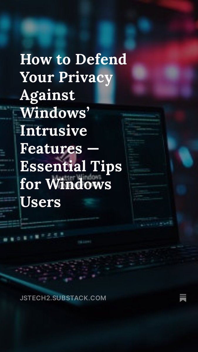 JsTechRepair's tweet image. Discover how to safeguard your privacy by mastering Windows&apos; settings and tools, protecting your data from unwanted tracking and intrusive features.

medium.com/@jakob.stanfie…

open.substack.com/pub/jstech2/p/…

#WindowsPrivacy #DataProtection #TechSecurity #WindowsSettings