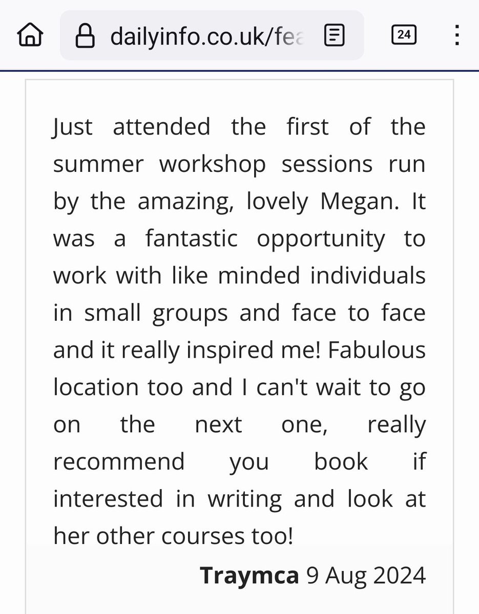 Wonderful review on the <a href="/DailyInfoOxford/">Daily Info</a> of the first Summer of Writing workshop. There's still time to join the next two workshops, CHARACTERS UNLIKE YOU, SAT 17 AUG (bookings close this Thurs 15 Aug) and PAGE TURNERS, SAT 24 AUG: buff.ly/42YOOre