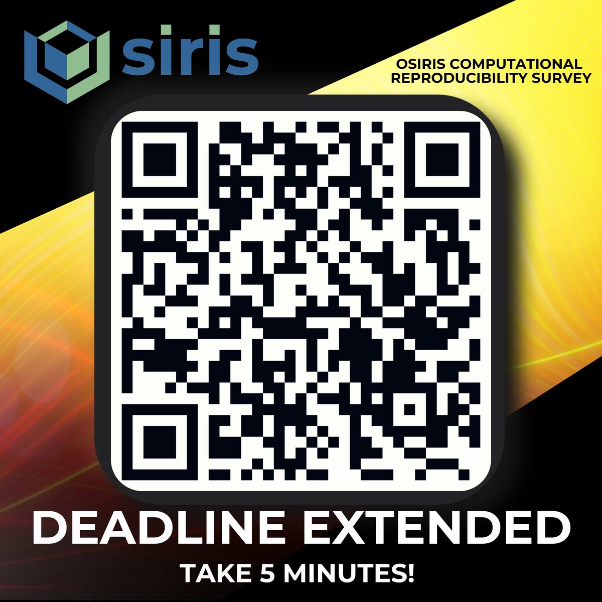OSIRIS (@osiris4r) on Twitter photo Deadline extended! 🌍 Help shape the future of open science! Take 5 minutes to contribute to the #OSIRIS survey on computational reproducibility.🧬
🔗 buff.ly/3UGWRI9
#Science #Research #OpenScience #OpenCode #OpenData #ScienceReproducibility #ScienceForAll Deadline extended! 🌍 Help shape the future of open science! Take 5 minutes to contribute to the #OSIRIS survey on computational reproducibility.🧬
🔗 buff.ly/3UGWRI9
#Science #Research #OpenScience #OpenCode #OpenData #ScienceReproducibility #ScienceForAll