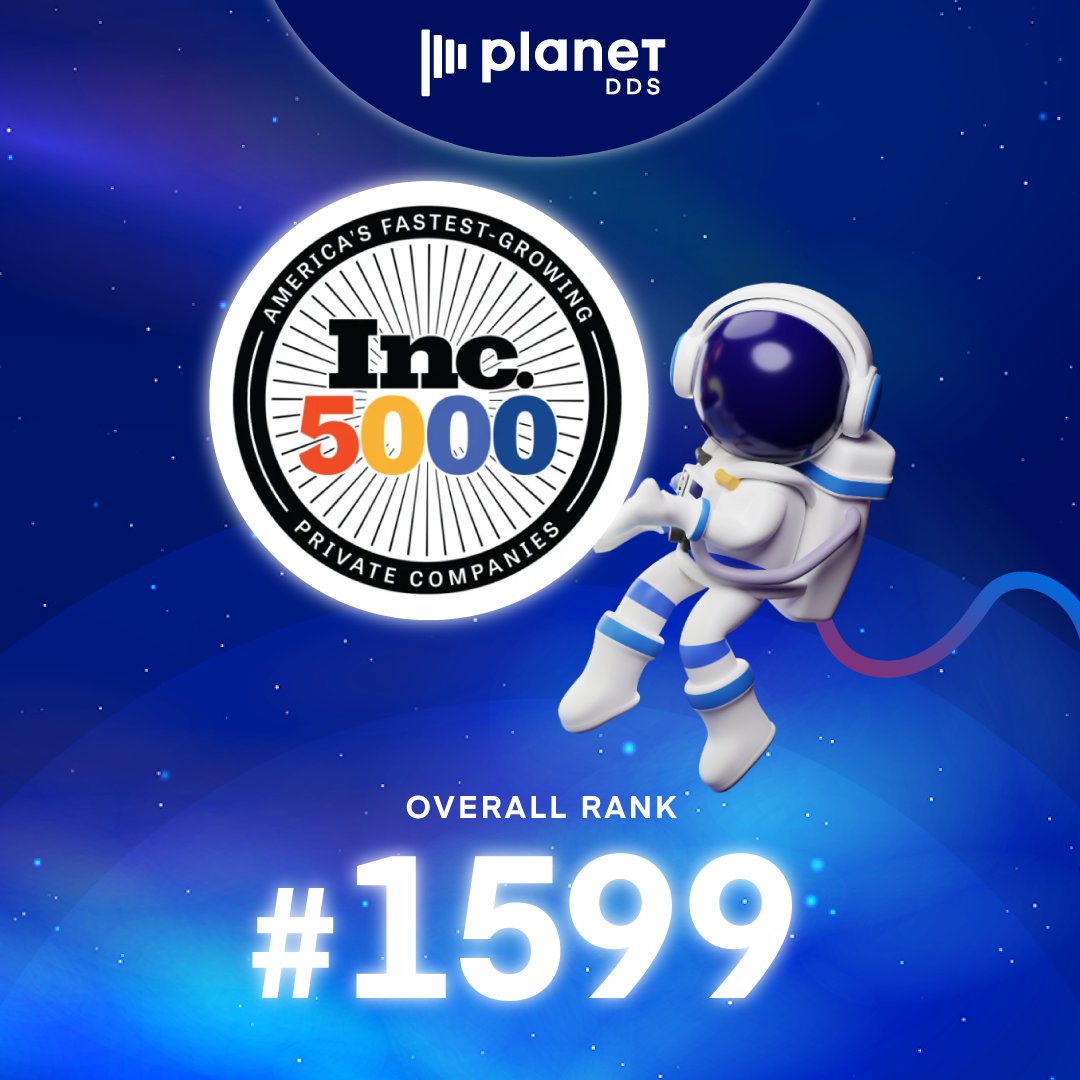 🎉 We're thrilled to announce that Planet DDS has been named # 1,599 in Inc. Magazine's 5000 Fastest-Growing Private Companies in America for 2024! 🎉 

We're excited to continue growing and serving the dental community. 

#Inc5000 #dentaltechnology #growth #dentistry