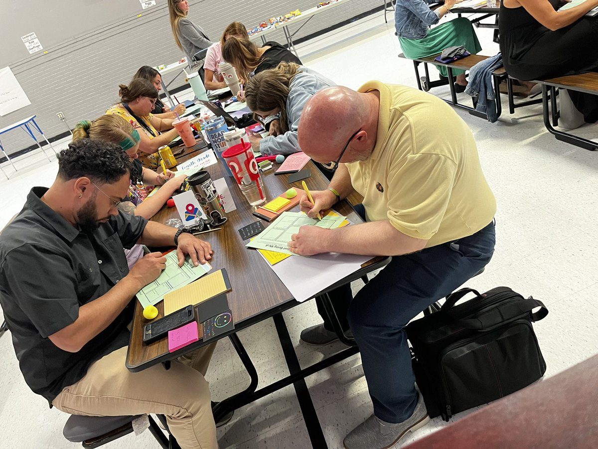MontelEvans's tweet photo. Our theme this year is “Be here! Be you!” Staff are taking the time to fill out their “Just Being Me” forms to elaborate on with their committee, grade level, and dismissal peers. #ISDPD #BentonBobcats #ISDStrong #BeHereBeYou https://t.co/TPy91h5xQD