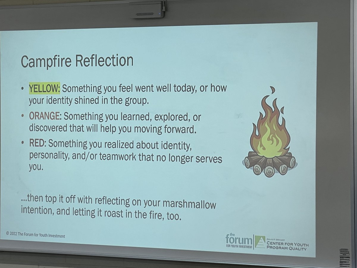 Great idea for classroom reflection- the Campfire Reflection #21stCCLC #WeikartCenter #PD