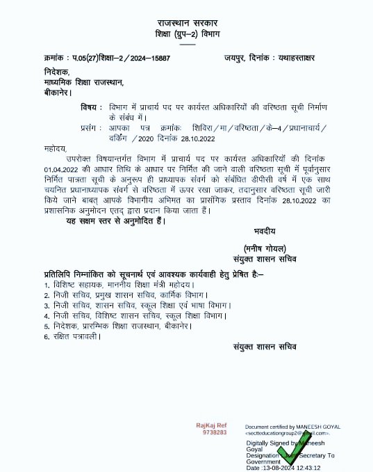 DrAshokJat's tweet photo. एक ही डीपीसी वर्ष में चयनित प्राध्यापक (Lecturer) और प्रधानाध्यापक (Head Master) में से प्राध्यापको को वरिष्ठता में प्राथमिकता दी जायेगी

जय संगठन , जय रेसला
#dpc

@AshishModiIAS @madandilawar @DrAshokJat @kana_ias @Nathmal70602774 @Sos_Sourabh https://t.co/nWrI8Wq56G