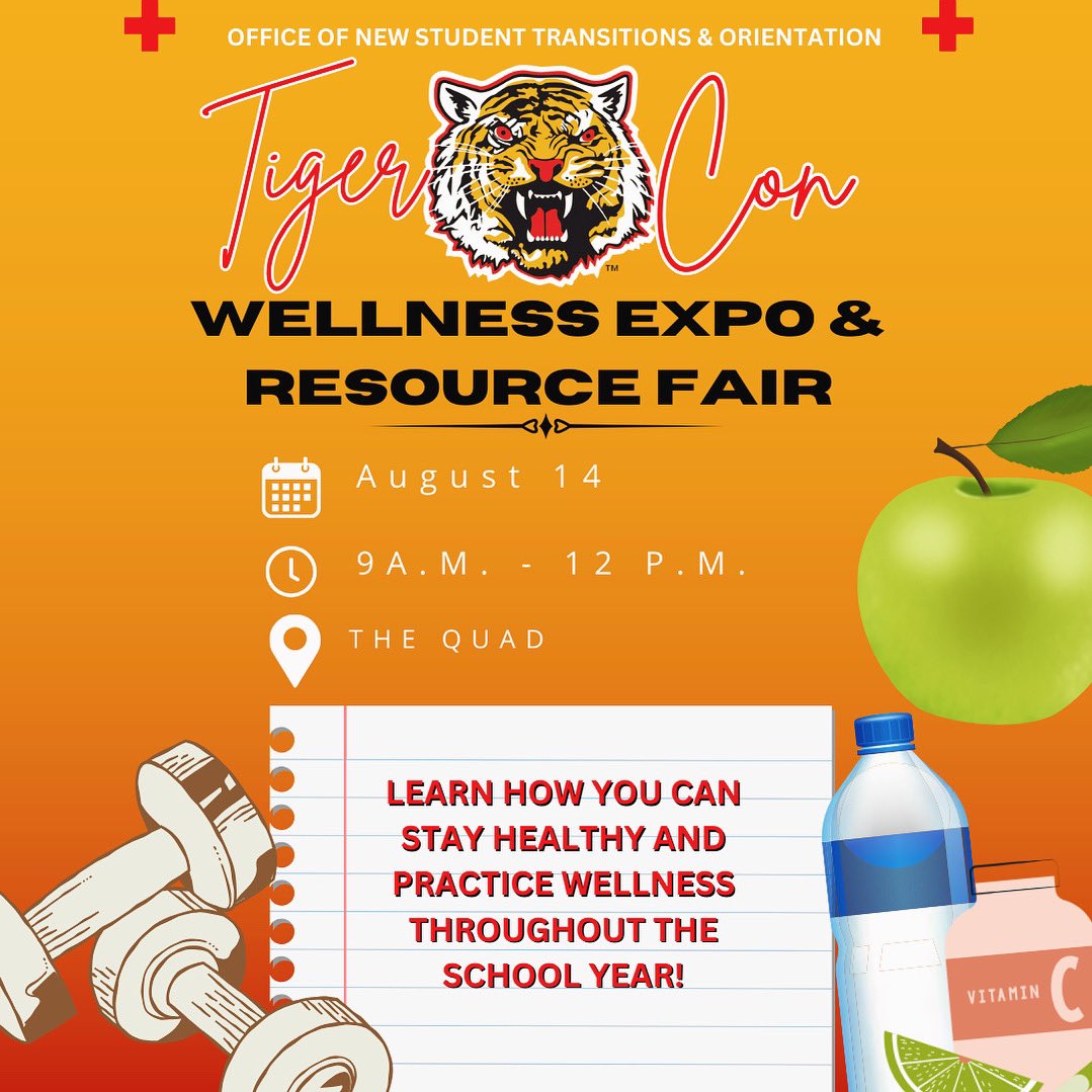 Prioritizing your mental and physical health in college should be your #1 priority! We hope to see you at this Wellness &amp; Resource Fair, Wednesday, August 14, where you can speak with health experts and learn how to practice wellness in your day to day life!