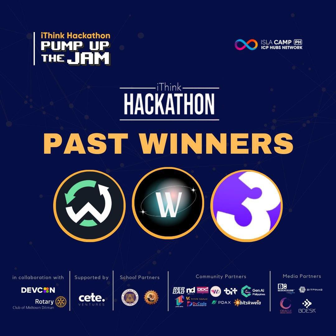 icphub_PH's tweet photo. 💡 Looking for inspiration? Check out these groundbreaking projects from our past hackathons! https://t.co/jhBkmllV5R

What will YOU create? Only a few days left to submit your entry. 
https://t.co/jTrNLIrRqX

#ICPHubs #ICPHubPH #iThinkHackathon #BuidlTheWorld https://t.co/ZW572RB9Dx