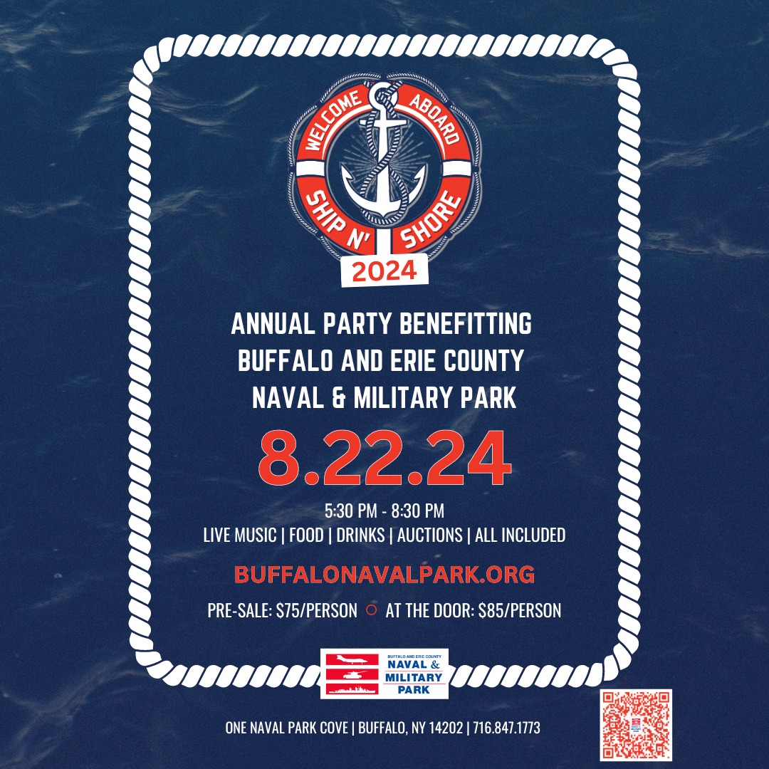 CobblestoneDist's tweet photo. Set sail for an adventure at the Ship ’n Shore annual party! Join the Buffalo Naval Park for an evening of live music, food, drinks, and raffles! Each ticket purchased helps maintain the ships, artifacts, our grounds, and the museum. 

#ShipNShore #BuffaloNavalPark #Canalside https://t.co/c79VW3QEcq