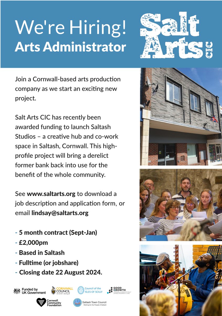 Interested in joining me to help set up a brand new creative hub in a lovely Cornish community? #saltash #Cornwall