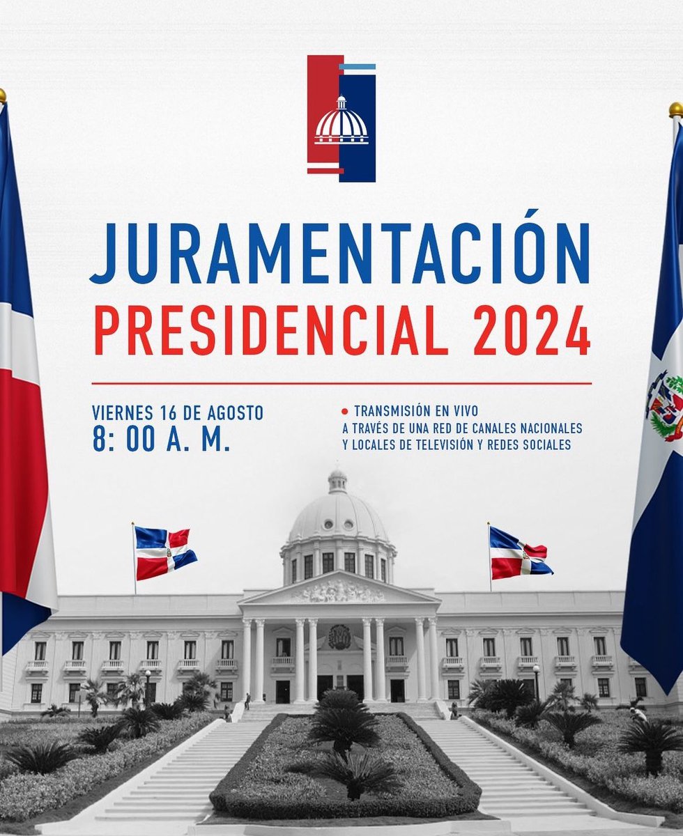 ¡Un nuevo capítulo comienza!
Sigamos escribiendo esta historia juntos.

Sintoniza la transmisión en vivo de la juramentación del presidente Luis Abinader para su segundo período.

#JuramentaciónPresidencial2024