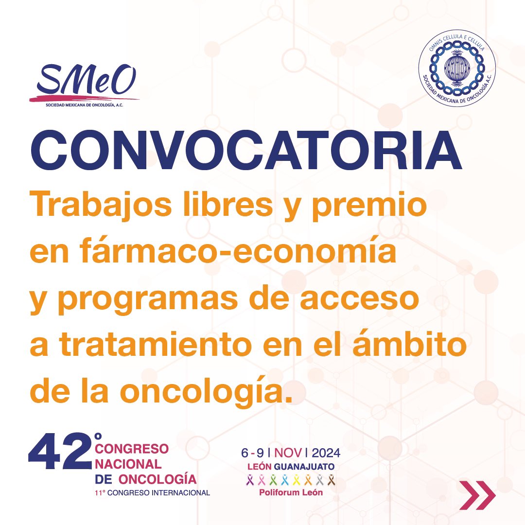 SMEOMX's tweet photo. 🔔 Últimos días para participar en la convocatoria.
Cierre: 17 de agosto de 2024, 23:59 hrs.
⚠️¡No se otorgará prórroga!⚠️
- Subir el trabajo a la plataforma: https://t.co/DUTOdv06Qb
#trabajoslibres #convocatoria #farmacoeconomia
#programasdeacceso #investigaciónoncológica https://t.co/FuKKX2EJWU
