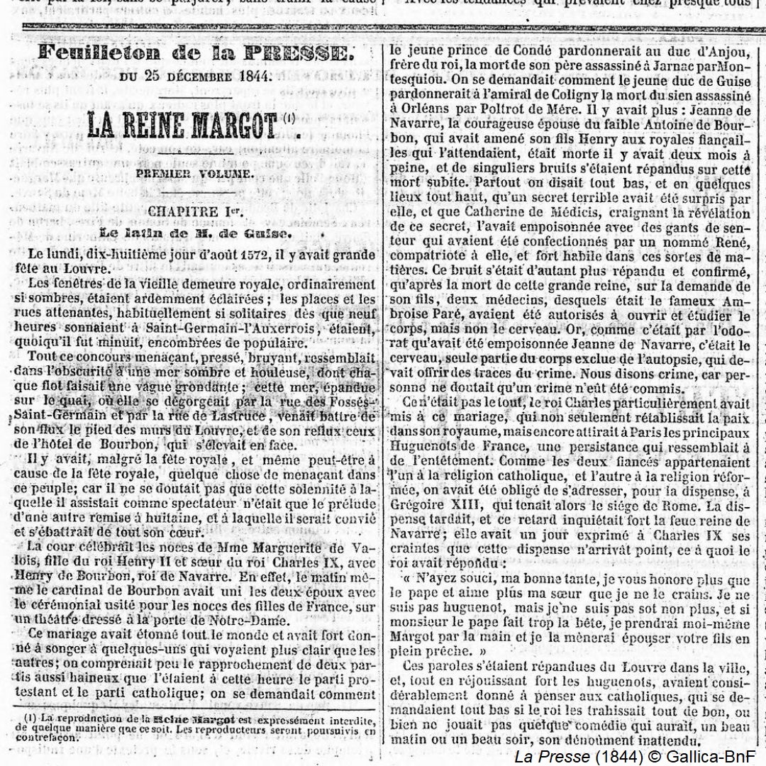 #Adécouvrir 📚 | Envie de lecture à rebondissements ? Pourquoi ne pas (re)lire sur <a href="/GallicaBnF/">Gallica BnF</a> les romans-feuilletons d’Alexandre Dumas tels qu’ils ont originellement parus dans la presse ?
👉 swll.to/Dumasfeuilleto…