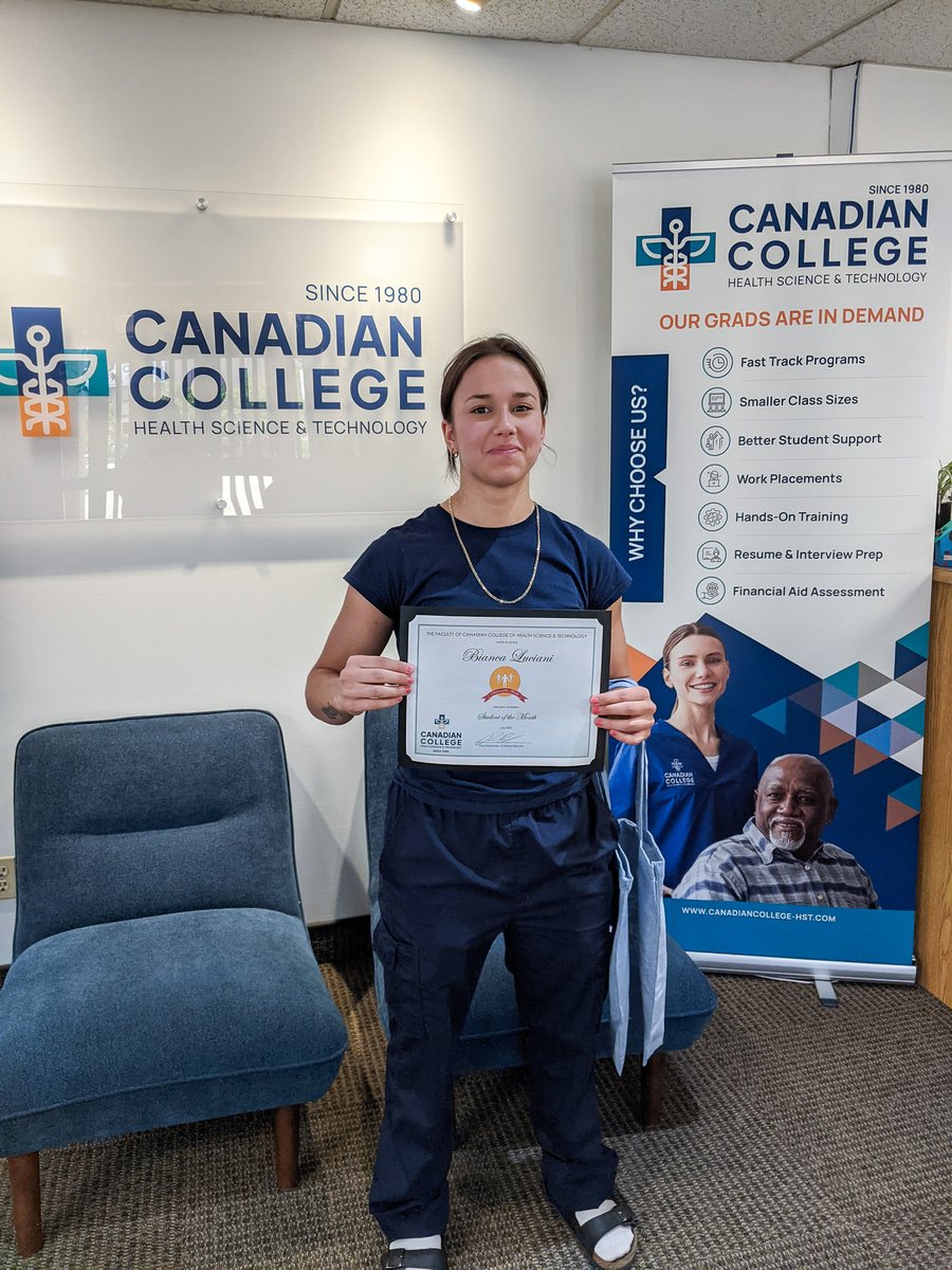 🎉 Congrats to our Student of the Month, Bianca Luciani! 🎉 Nominated by two instructors and praised by five clinic clients, Bianca's dedication is shining bright. Keep up the great work!

#StudentOfTheMonth #CCHST #WellDeserved