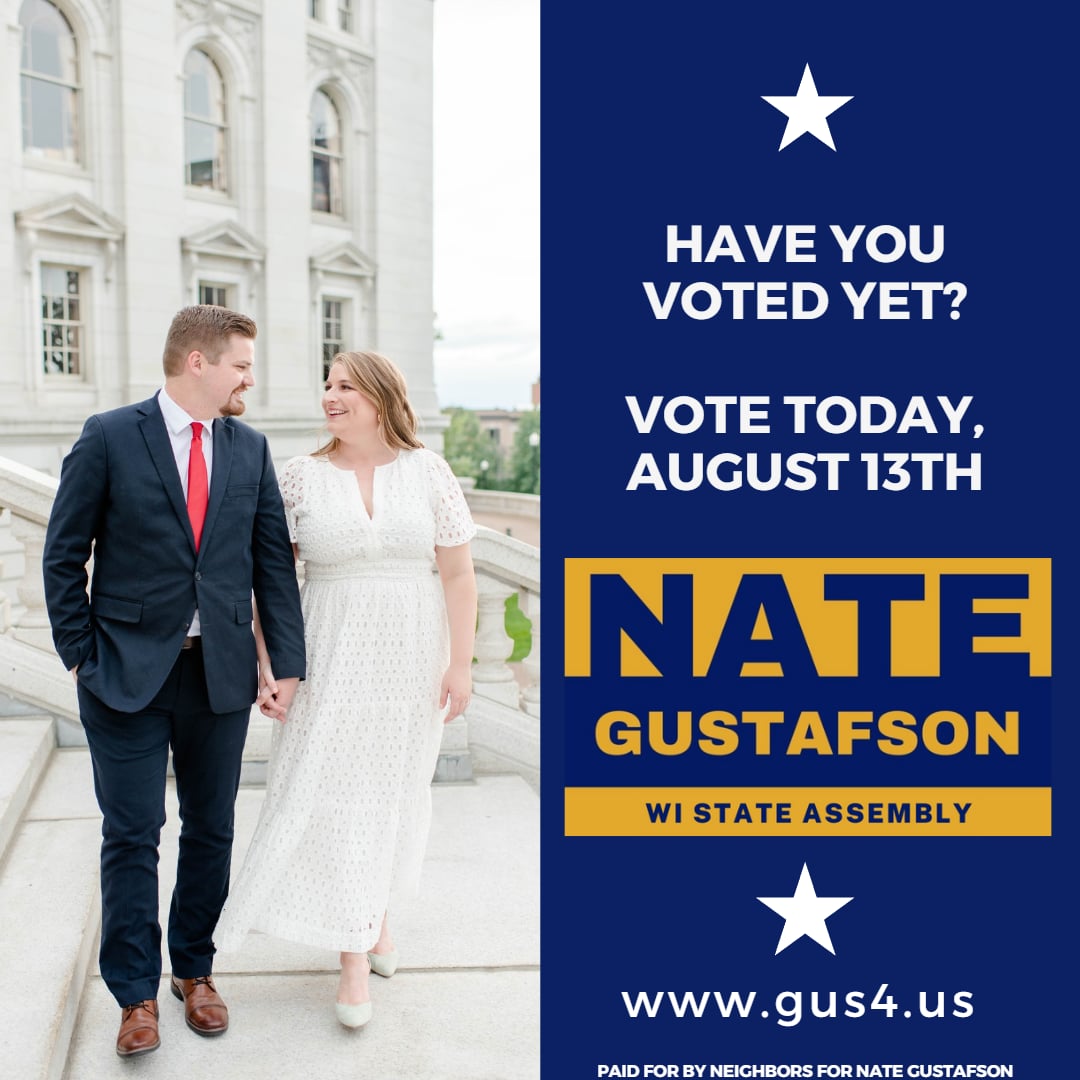 Nate ‘Gus’ Gustafson (@gus_4_us) on Twitter photo I'd be honored to have your vote today! Polls close at 8 p.m. #Gus4Us I'd be honored to have your vote today! Polls close at 8 p.m. #Gus4Us