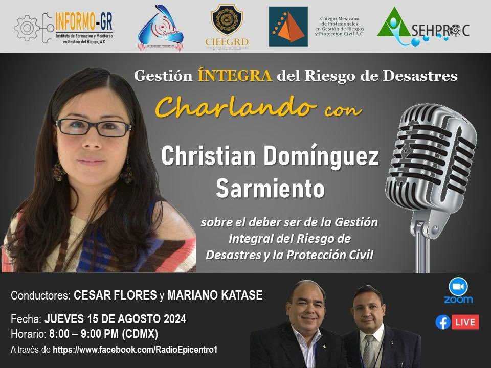 Nos vemos este jueves en punto de las 8 PM (CDMX) charlando con la Dra. <a href="/dosach87/">Christian Domínguez</a> .
<a href="/CorsarioGRD/">César Orlando Flores Sánchez</a> y <a href="/marianokatase/">Mariano Katase</a> te invitamos a que no te la pierdas, estará buena la conversación por facebook live en Radio Epicentro.
