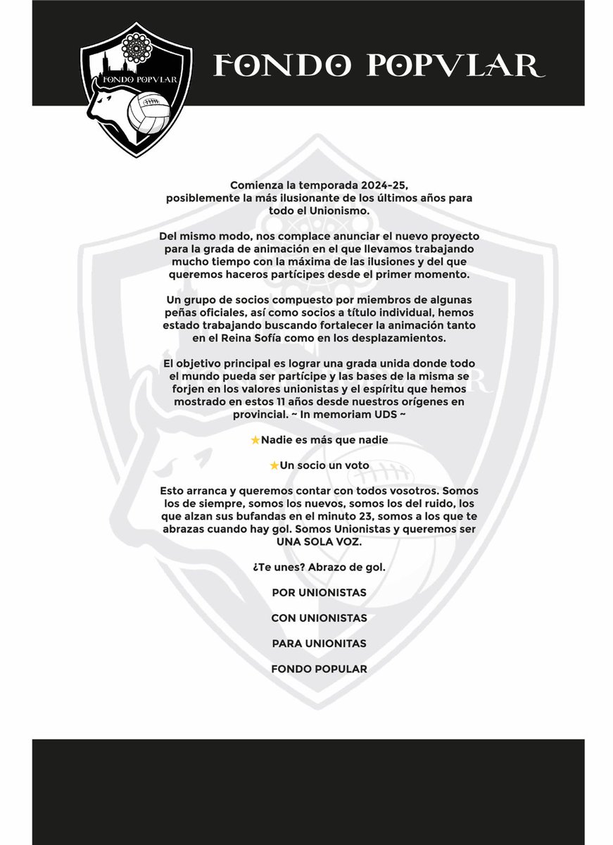 Nace un nuevo proyecto, nace el Fondo Popular, fruto de la unión de afición, peñas y club