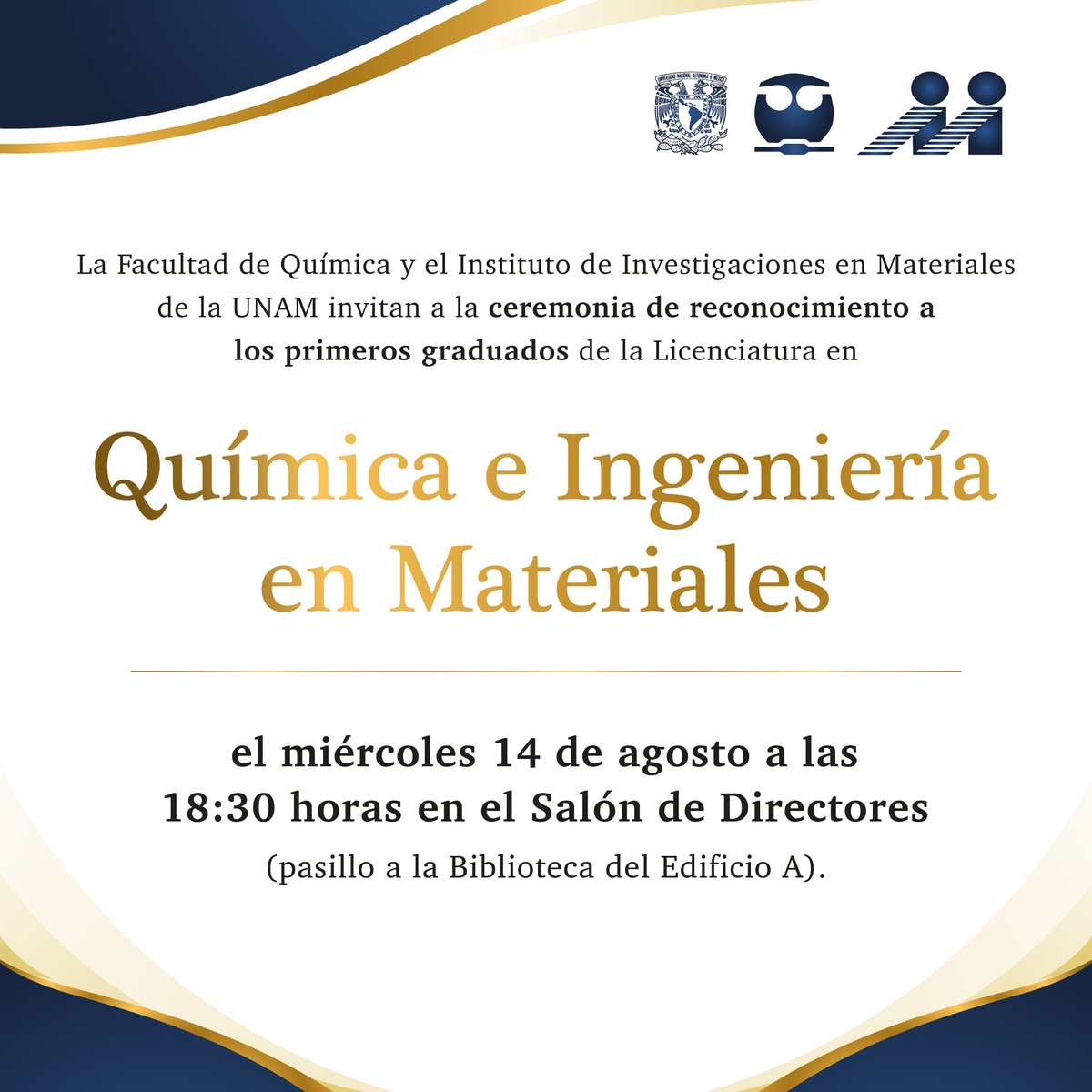 quimica_unam's tweet photo. ¡¡¡Se graduan los primeros estudiantes de la Licenciatura en Química e Ingeniería en Materiales!!! 🎉🎓🎊
#OrgulloFQ #SomosFQ https://t.co/jlpnUIgBUF