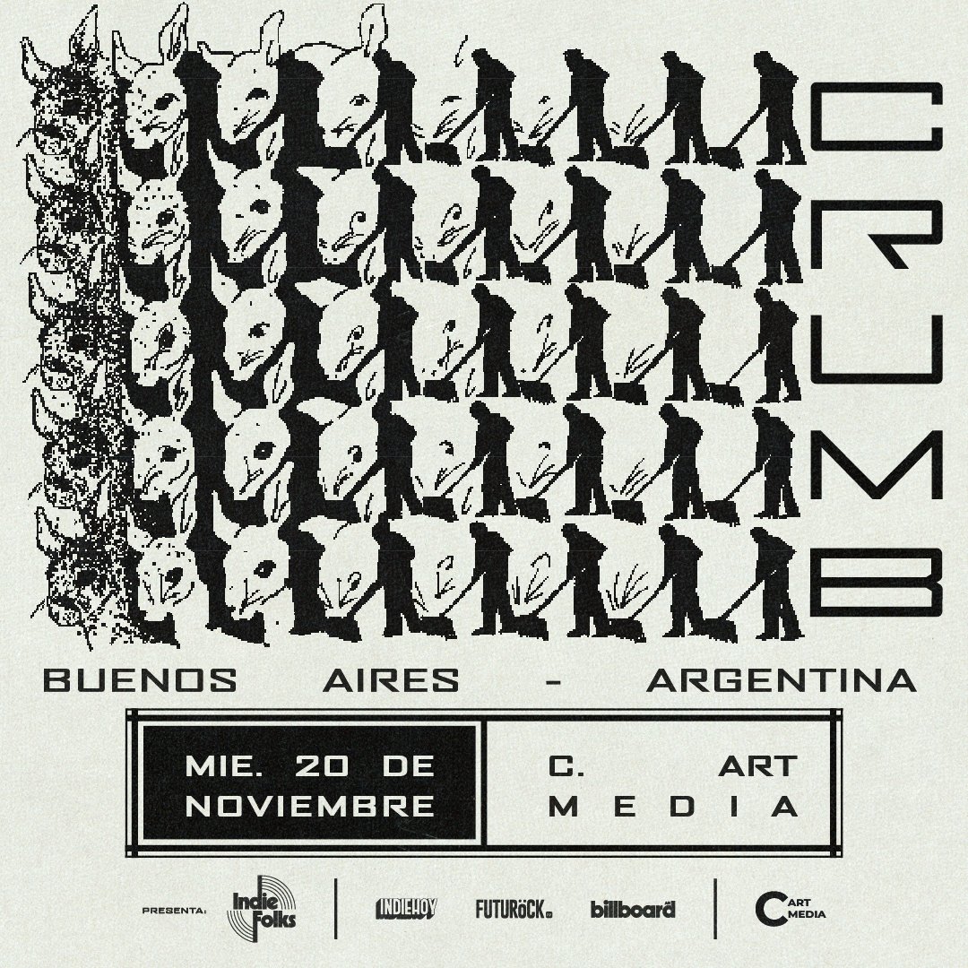 RecitArg's tweet photo. Crumb llega nuevamente a Argentina

El grupo de neo psicodelia neoyorquino regresa al país para presentar su álbum Amama

📅 20 de Noviembre 
📍 C Complejo Art Media
🎟️ Entradas a la venta próximamente https://t.co/arwKncZiCf