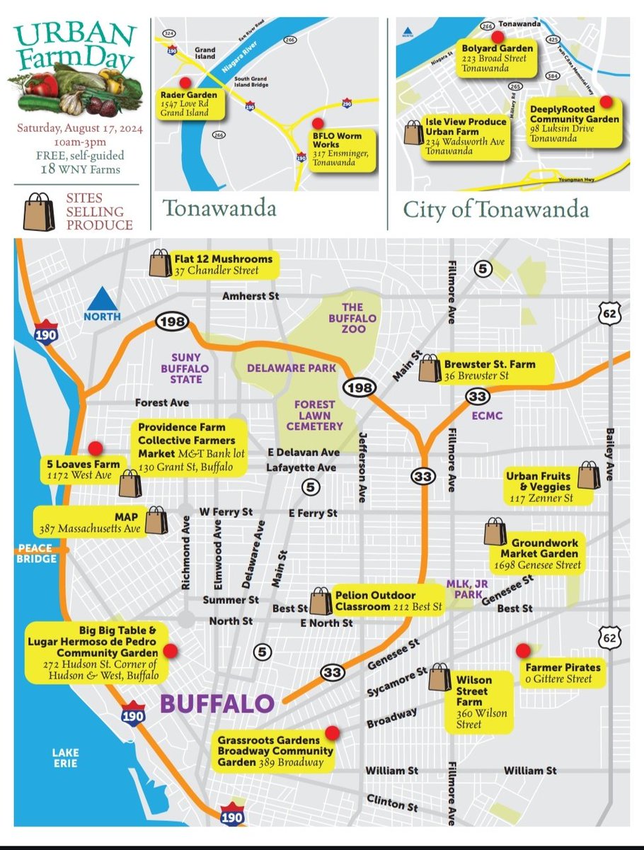 This Saturday August 18 is Annual Urban Farm day in Buffalo.

There are 17 sites you can visit on a self guided tour

gardensbuffaloniagara.com/urban-farm-day…